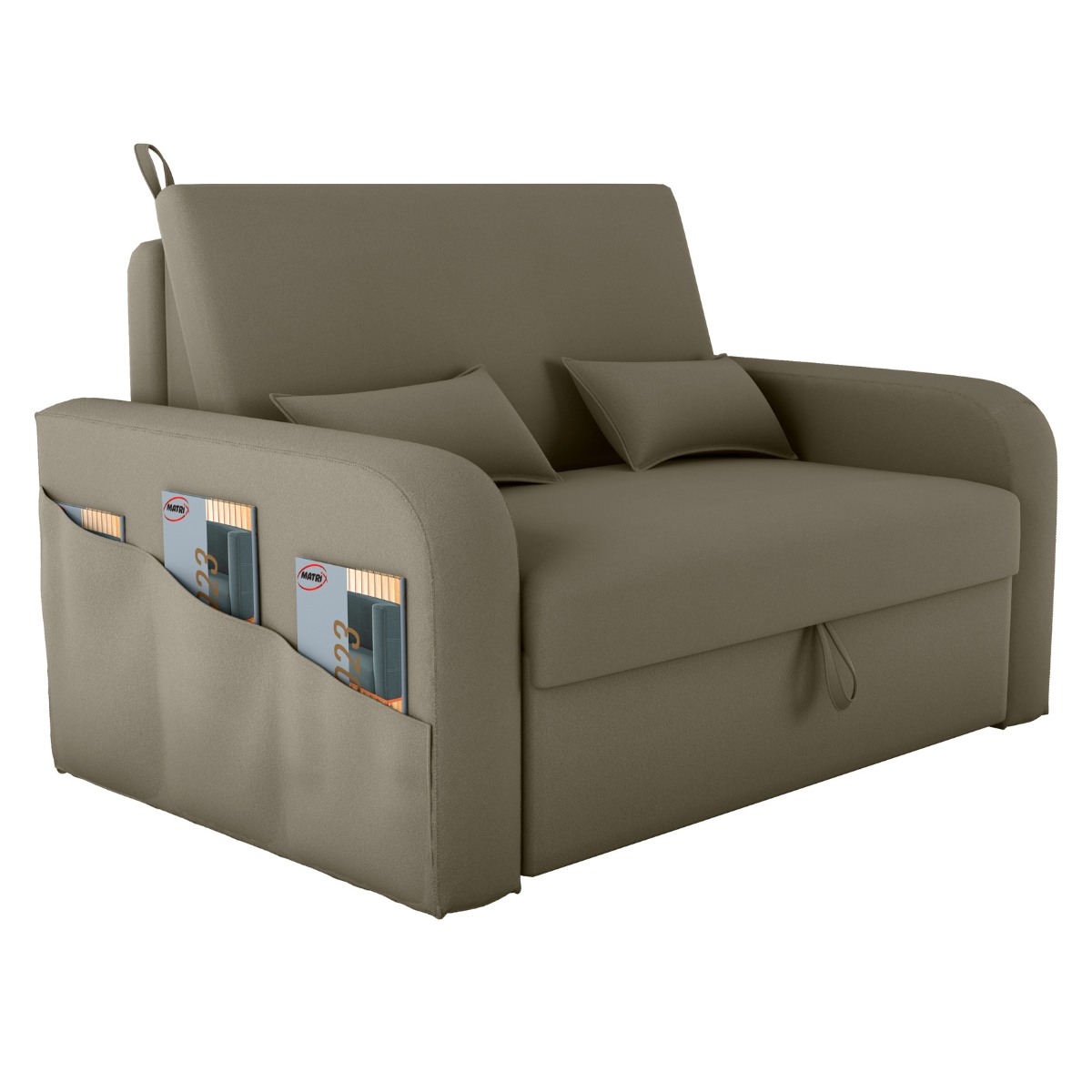 Sofá Cama com Baú Gorteen Veludo Cappuccino