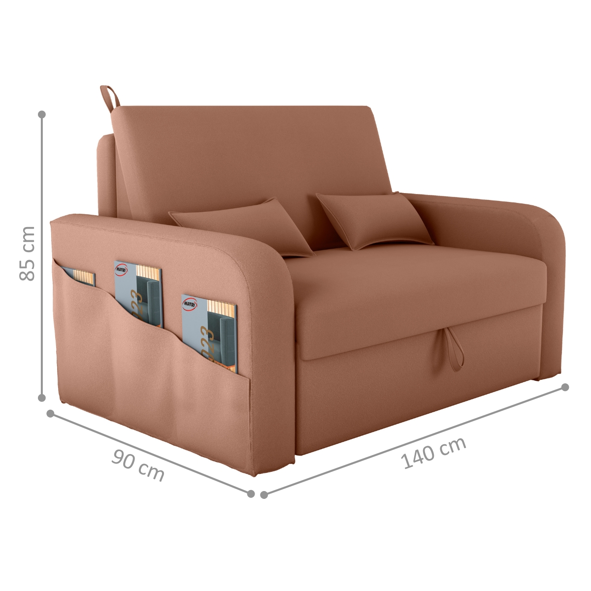 Sofá Cama com Baú Gorteen Veludo Ferrugem