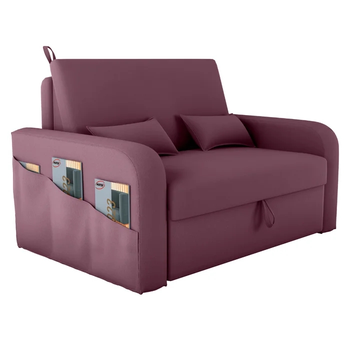 Sofá Cama com Baú Gorteen Veludo Rosê