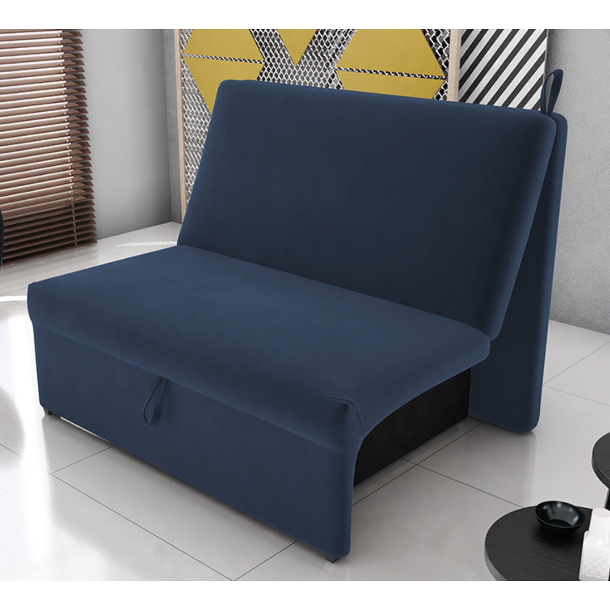 Sofá Cama para Descanso Alice Suede Azul