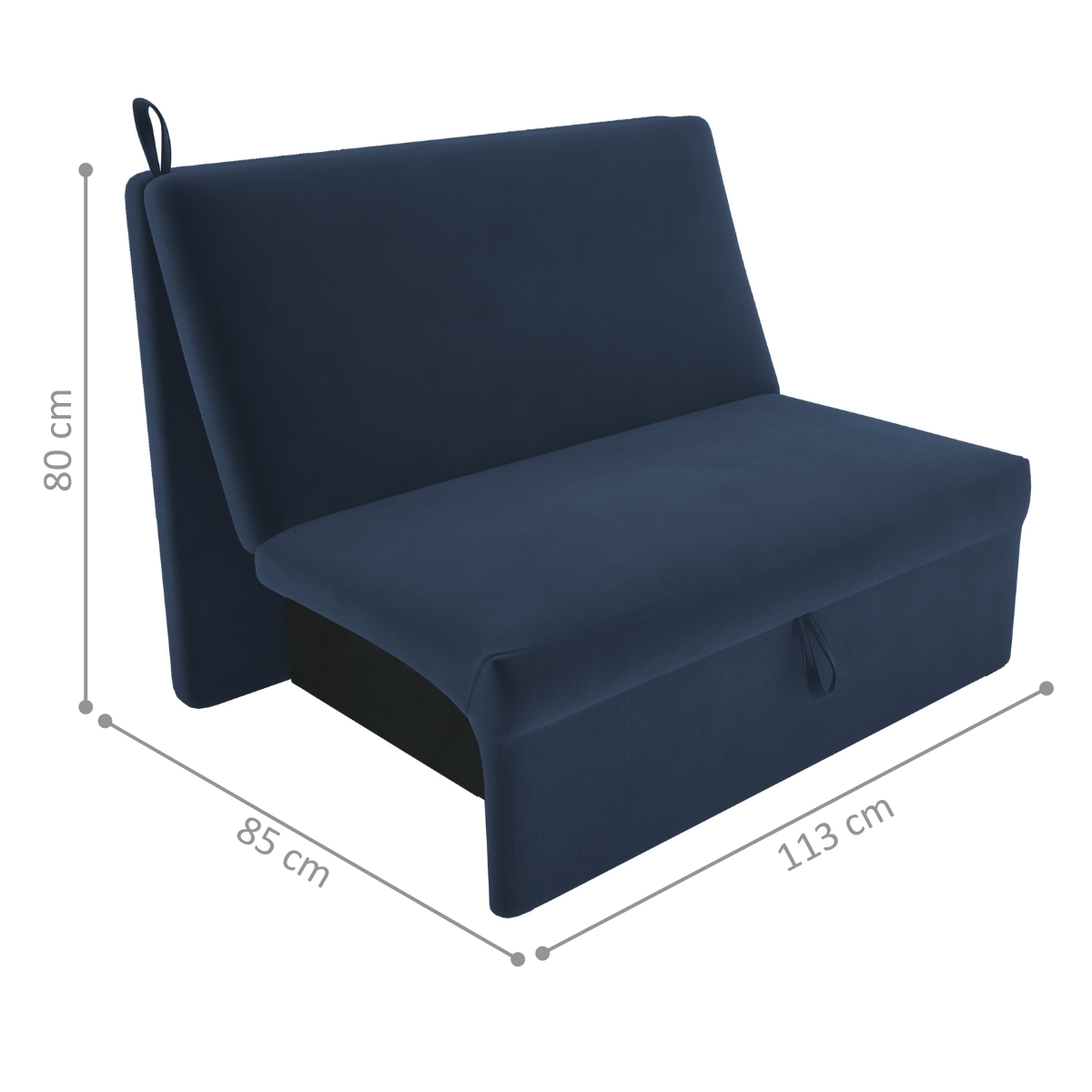 Sofá Cama para Descanso Alice Suede Azul