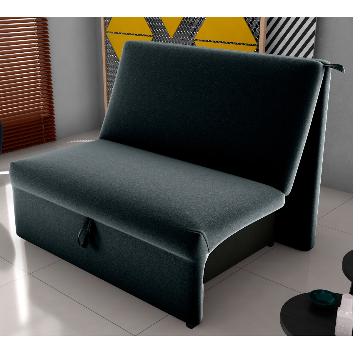 Sofá Cama para Descanso Alice Veludo Inca Preto