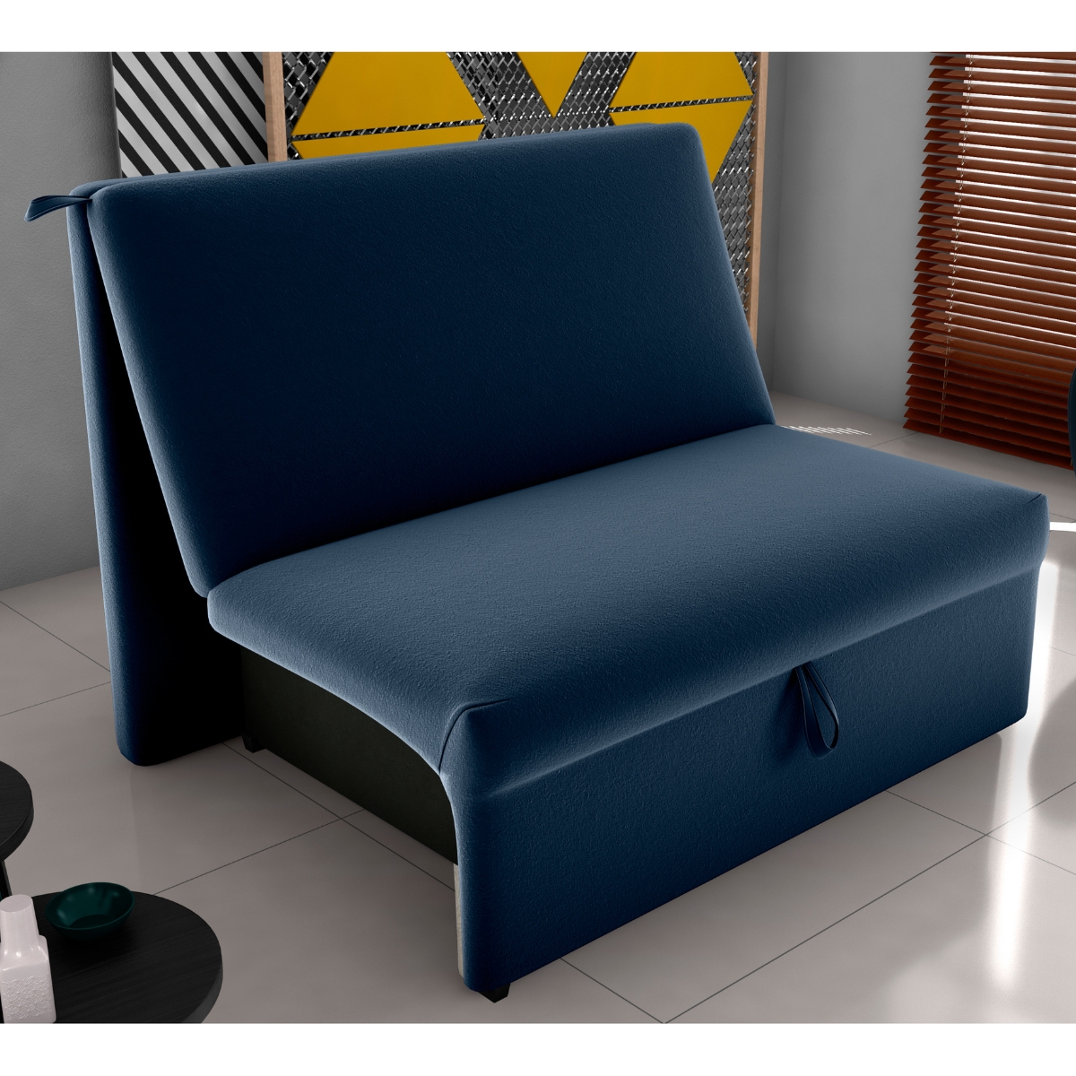 Sofá Cama para Descanso Galway Veludo Azul