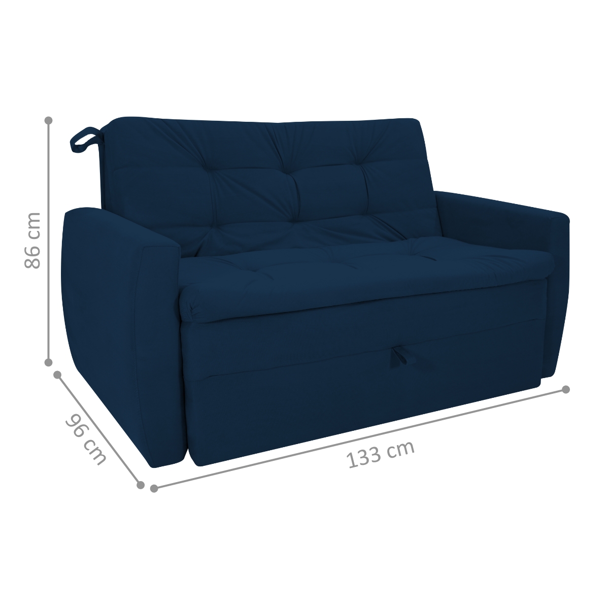 Sofá Cama para Sala de Estar Dingle Suede Azul