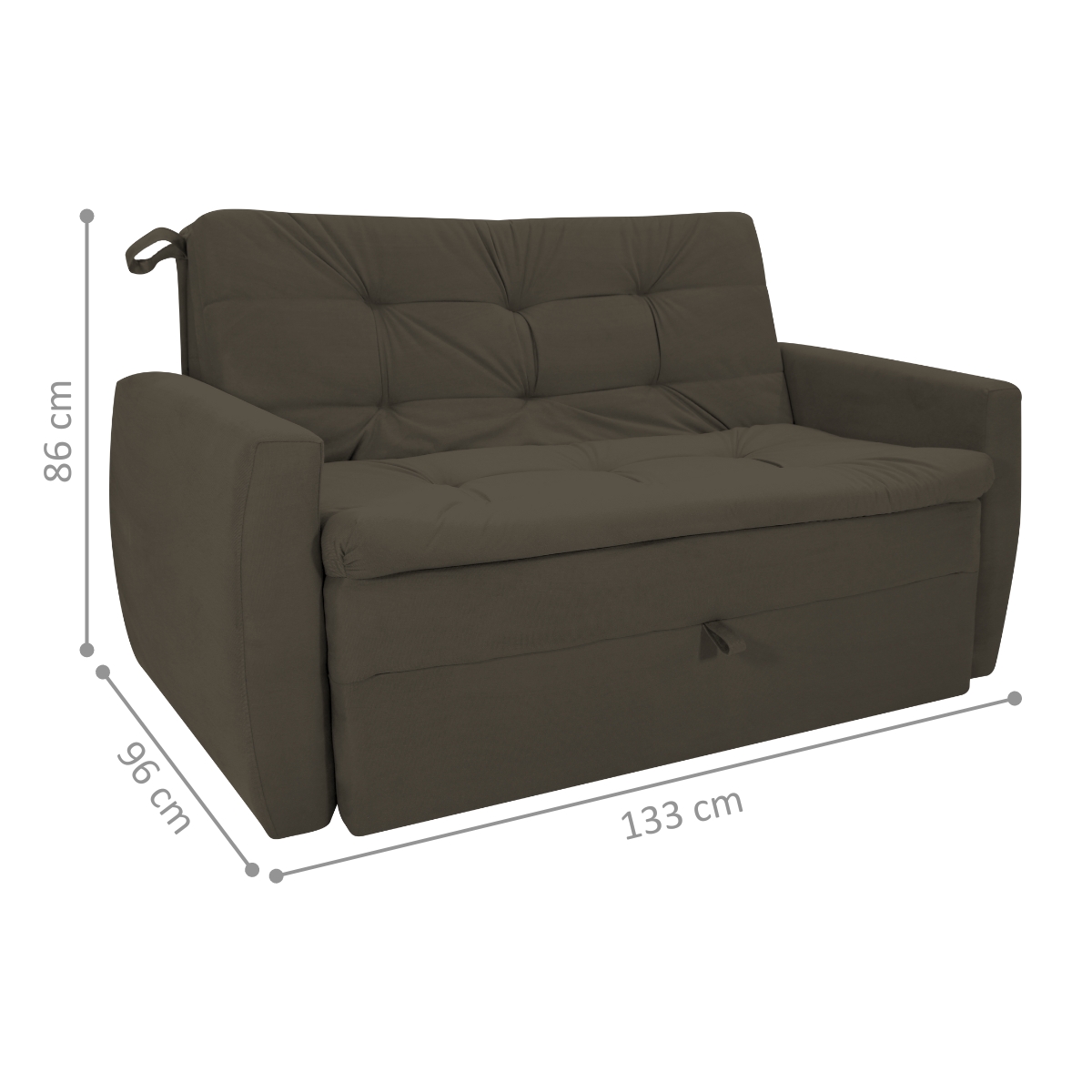 Sofá Cama para Sala de Estar Dingle Suede Cappuccino