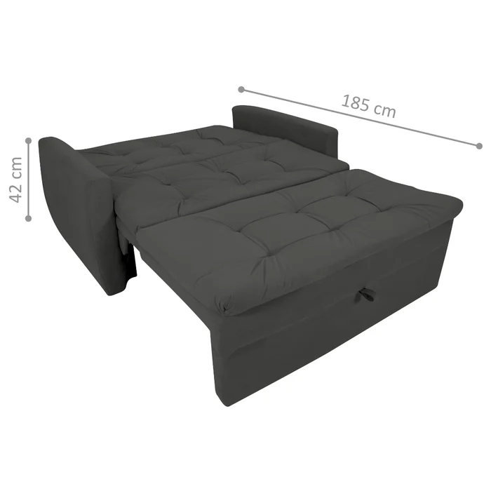 Sofá Cama para Sala de Estar Dingle Suede Cinza