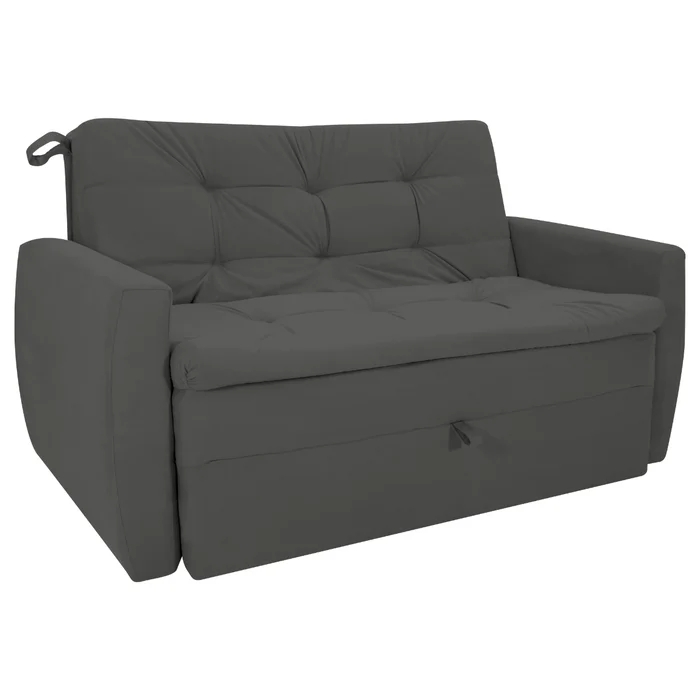 Sofá Cama para Sala de Estar Dingle Suede Cinza