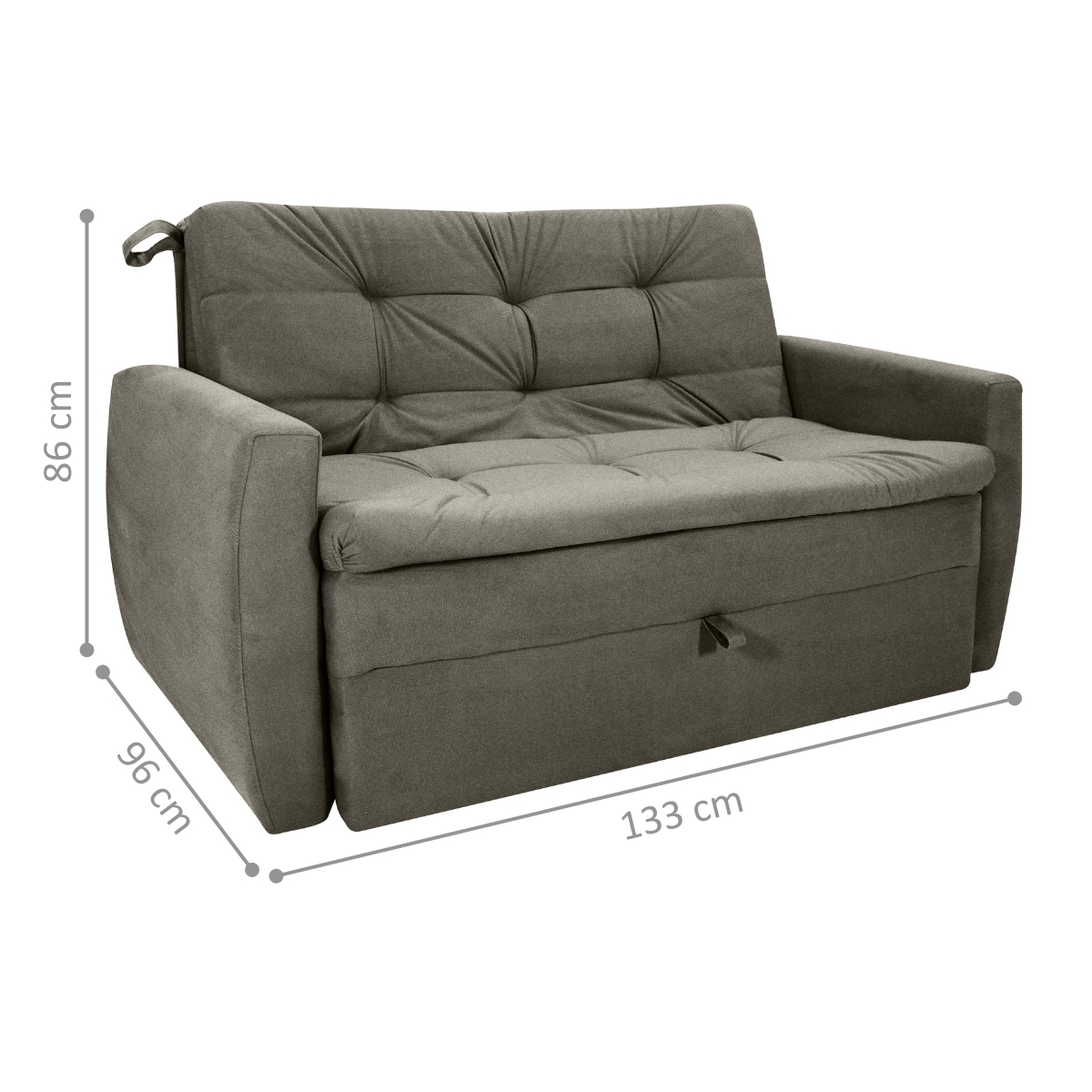 Sofá Cama para Sala de Estar Dingle Veludo Turkey Marrom