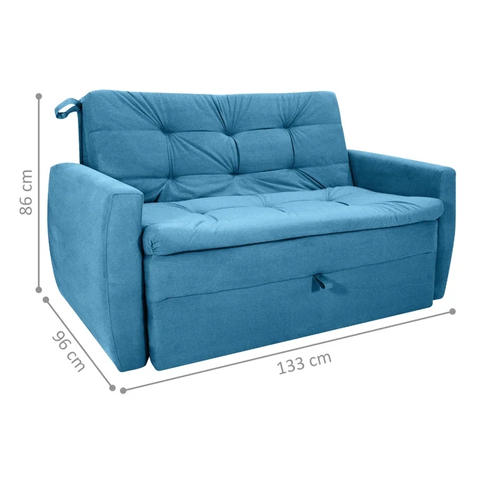 Sofá Cama para Sala de Estar Dingle Veludo Turkey Petróleo