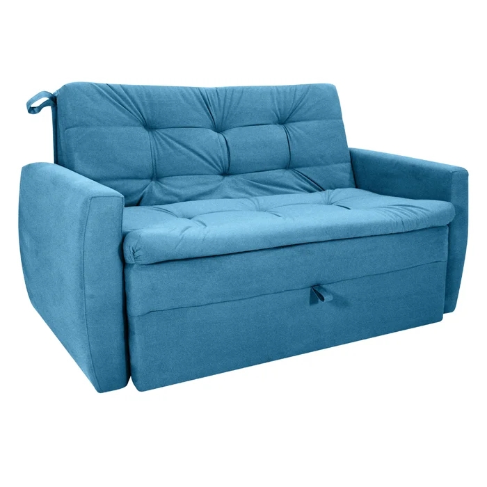 Sofá Cama para Sala de Estar Dingle Veludo Turkey Petróleo