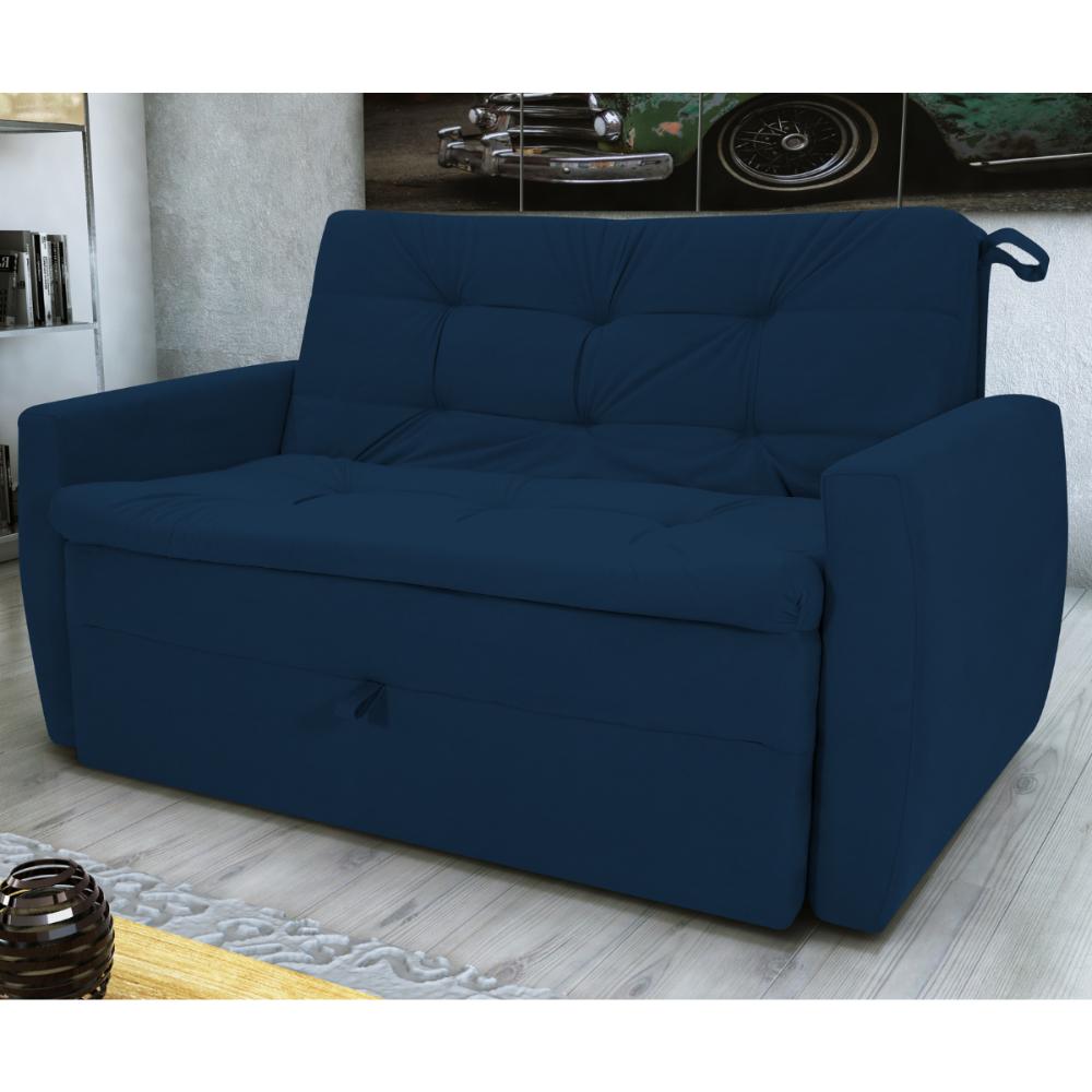Sofá Cama para Sala de Estar Hiro Suede Azul