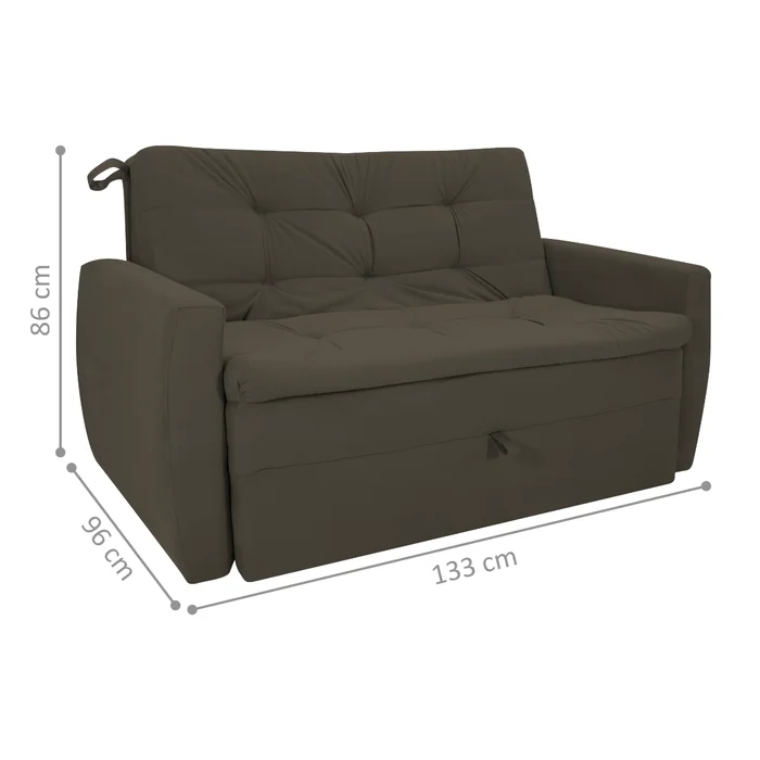 Sofá Cama para Sala de Estar Hiro Suede Cappuccino