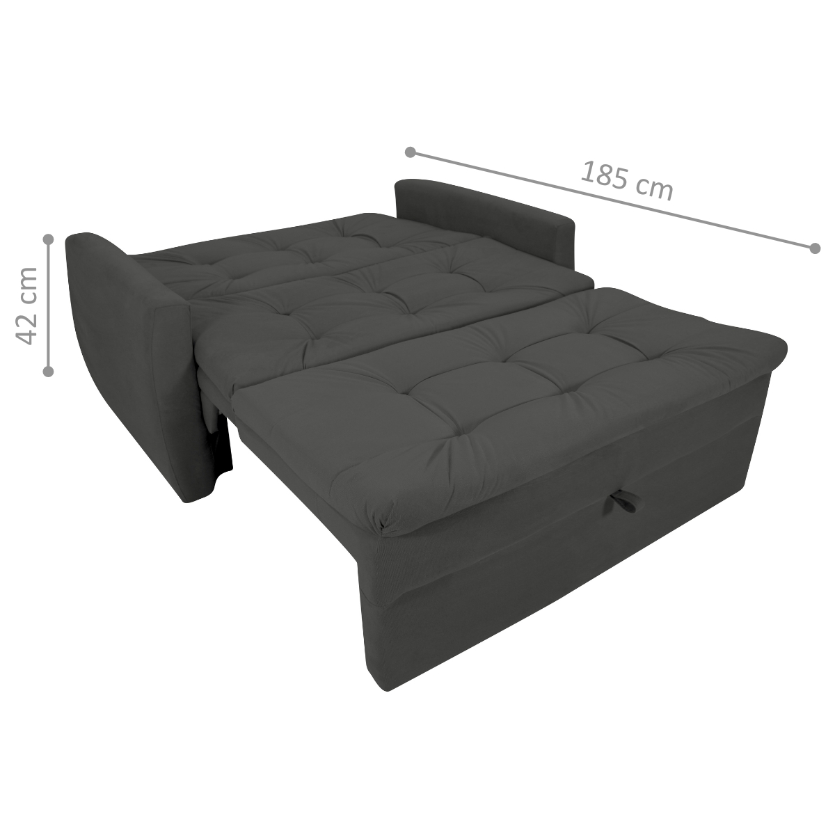 Sofá Cama para Sala de Estar Hiro Suede Cinza