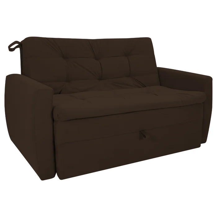 Sofá Cama para Sala de Estar Hiro Suede Marrom