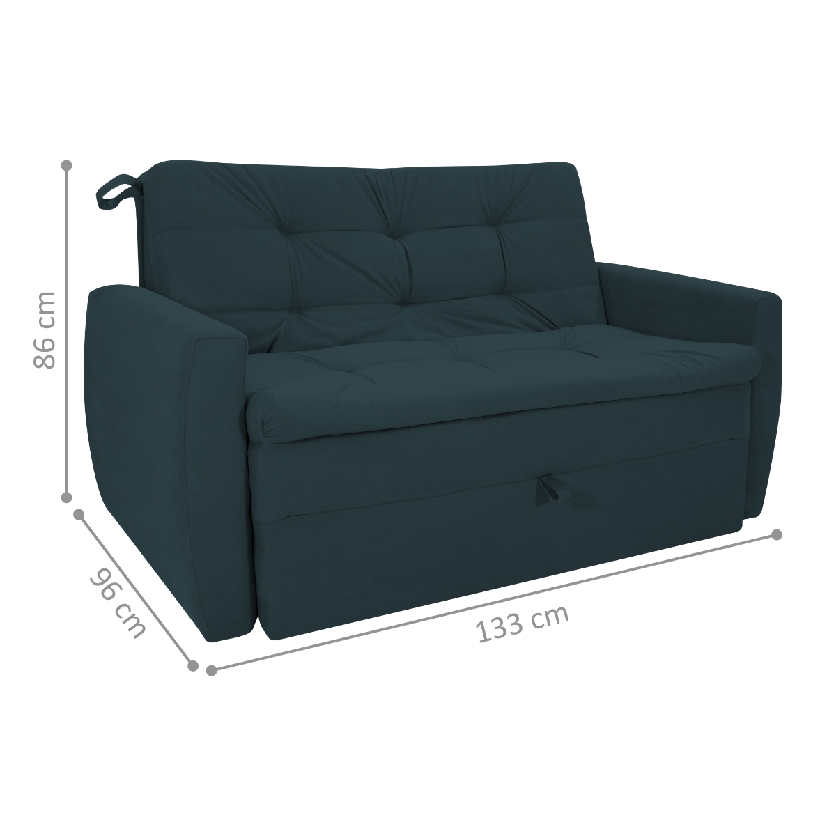Sofá Cama para Sala de Estar Hiro Suede Petróleo 