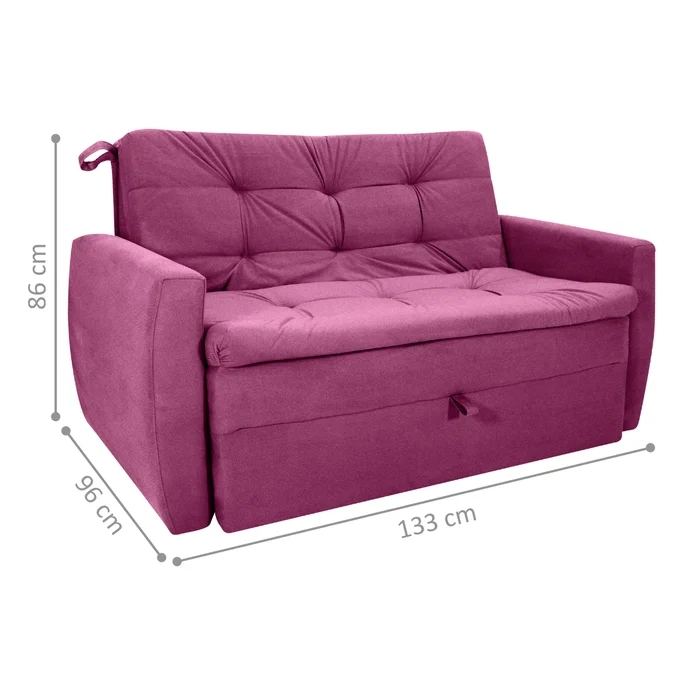 Sofá Cama para Sala de Estar Hiro Veludo Turkey Marsala