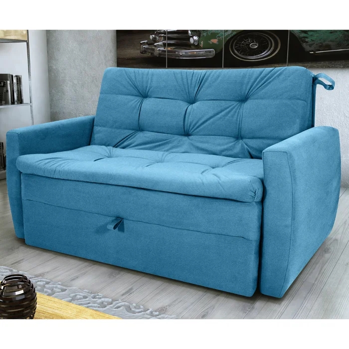 Sofá Cama para Sala de Estar Hiro Veludo Turkey Petróleo