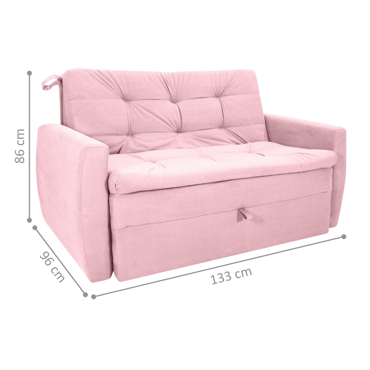Sofá Cama para Sala de Estar Hiro Veludo Turkey Rosa
