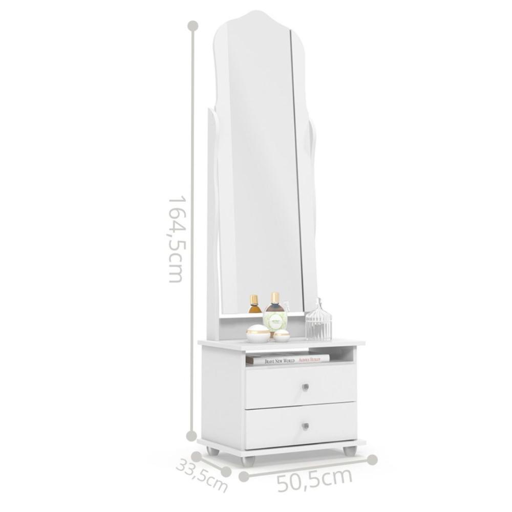 Toucador com 2 Gavetas Espelho Delta Branco