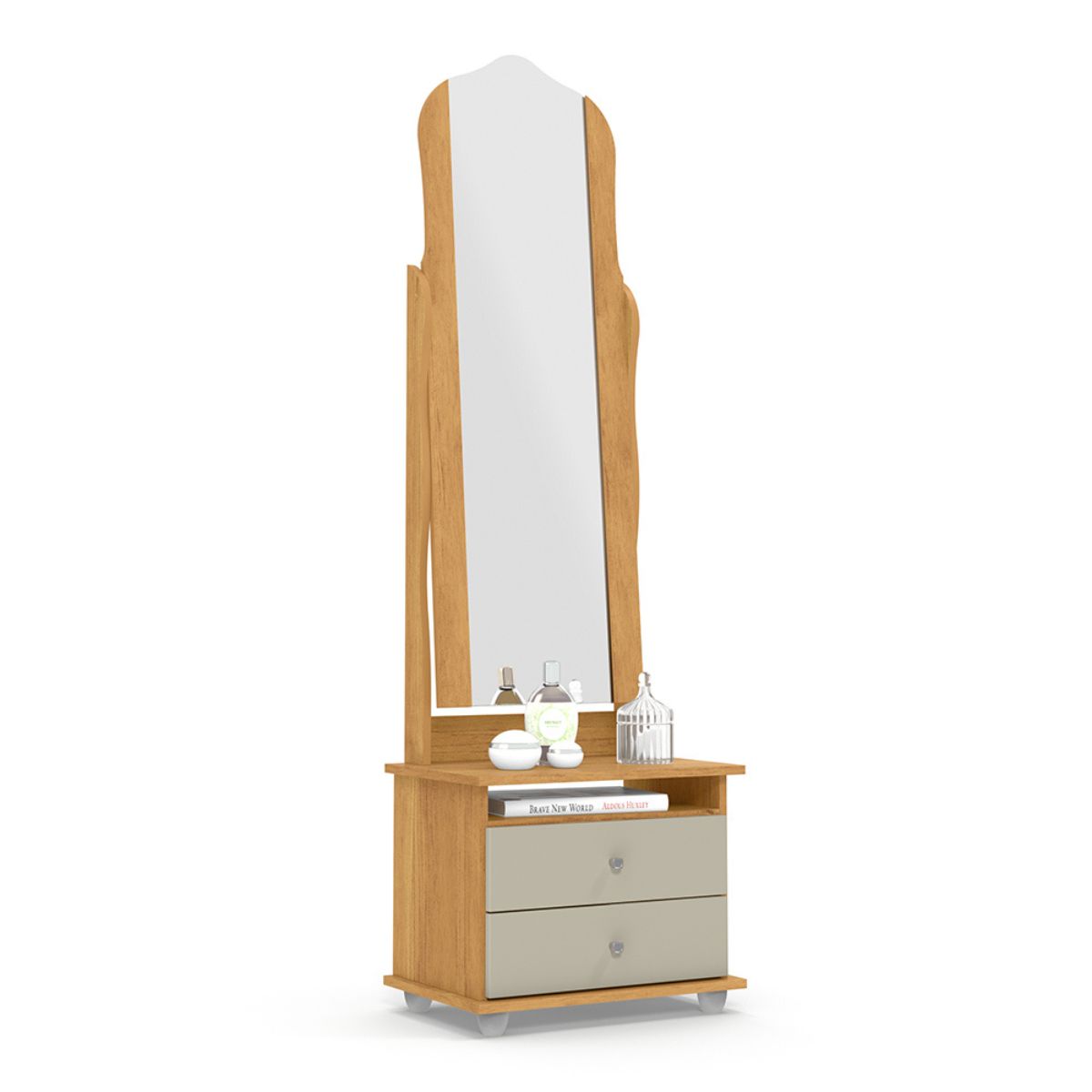 Toucador com 2 Gavetas Espelho Delta Cinamomo Off White