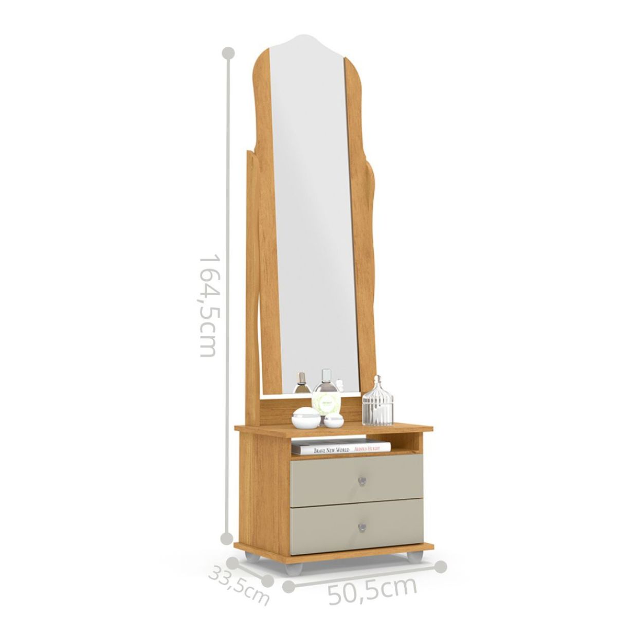 Toucador com 2 Gavetas Espelho Delta Cinamomo Off White