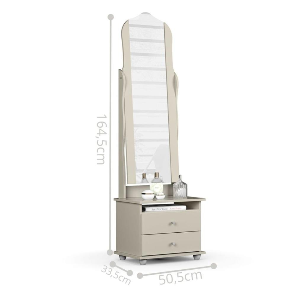 Toucador com 2 Gavetas Espelho Delta Off White