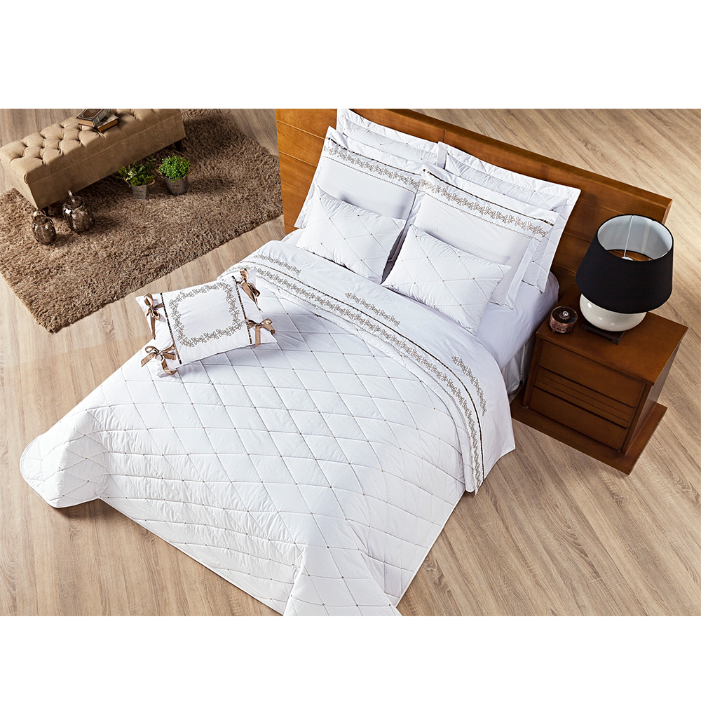Cobre Leito Queen 200 Fios Premium Branco Casaborda 3 peças