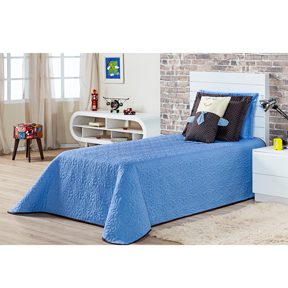 Cobre Leito Solteiro Petit Azul Casaborda 5 peças