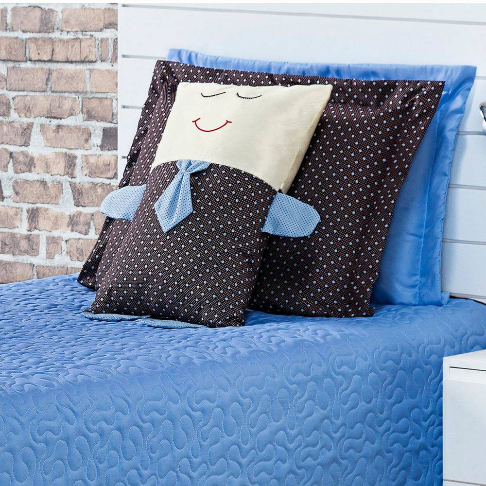 Cobre Leito Solteiro Petit Azul Casaborda 5 peças