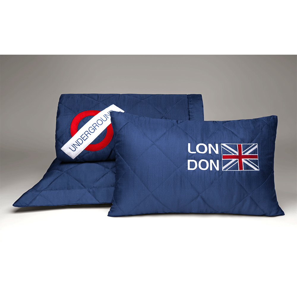 Edredom Solteiro 140 fios London Azul Casaborda 4 peças