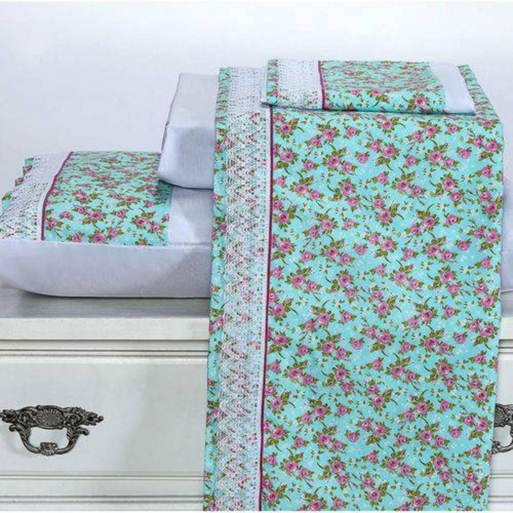 Jogo de Cama Queen 180 Fios Elegance Rosa Casaborda 4 peças