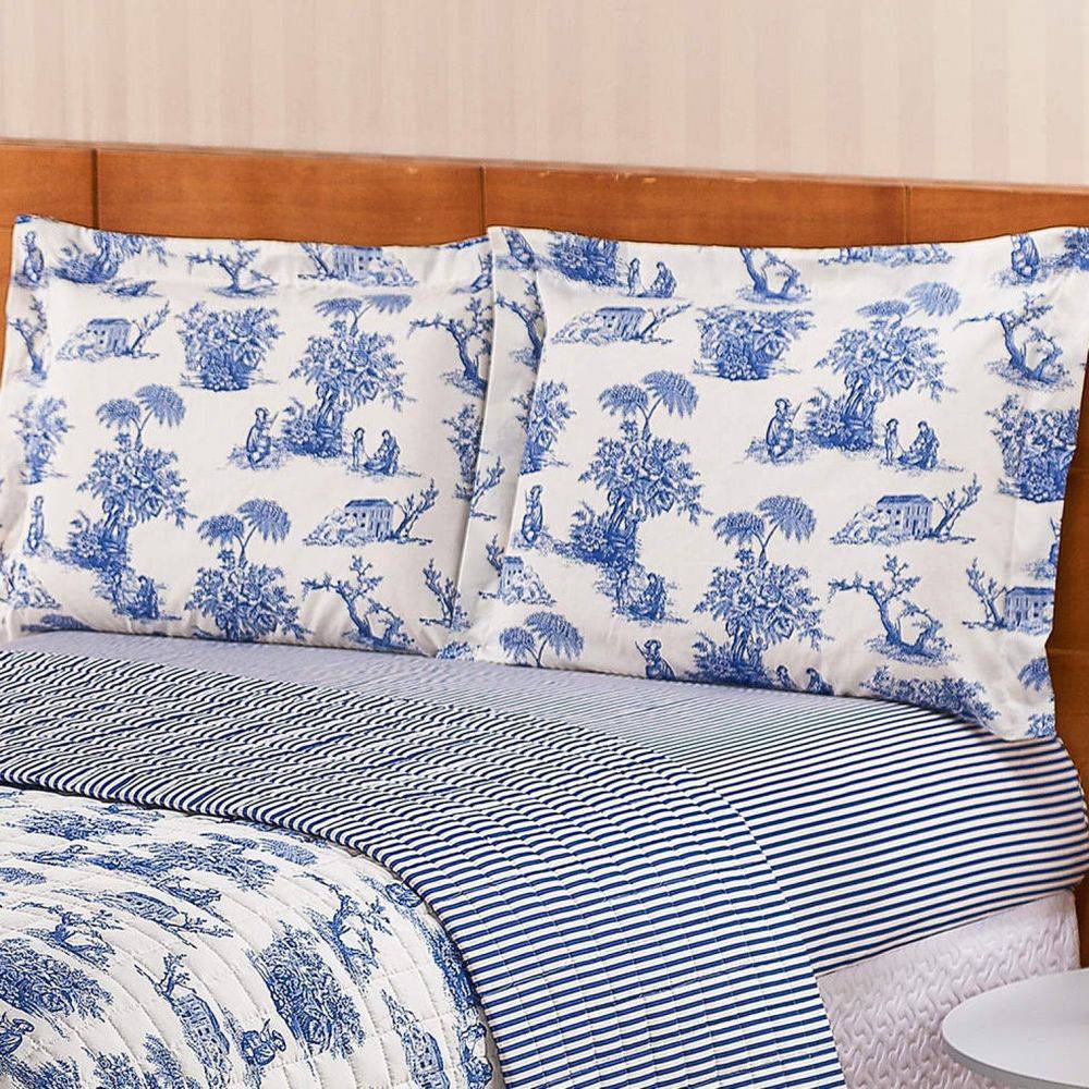 Jogo de Cama Queen 180 fios Estampado Valentina Palha Casaborda 4 peças