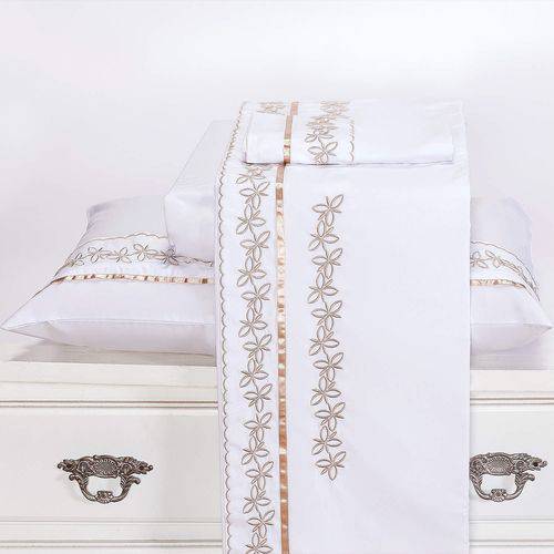 Jogo de Cama Queen 200 Fios Premiun Branco Casaborda 4 peças