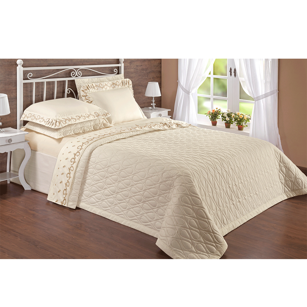 Jogo de Cama Queen 200 fios Romano Palha Casaborda 4 peças