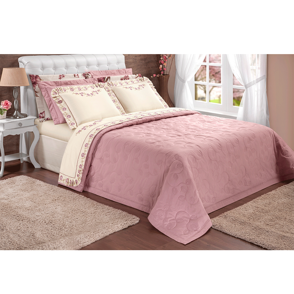 Jogo de Cama Queen 200 fios Yasmin Bordado Palha Casaborda 4 peças