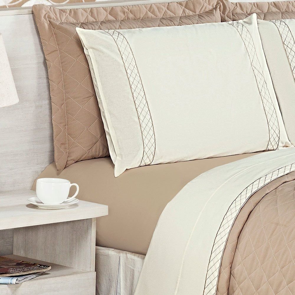Jogo de Cama Queen Casualle Avelã Casaborda 4 peças