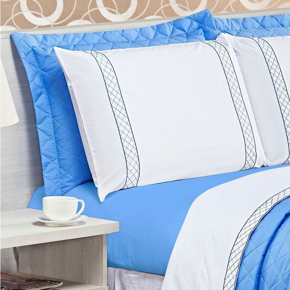 Jogo de Cama Queen Casualle Azul Casaborda 4 peças