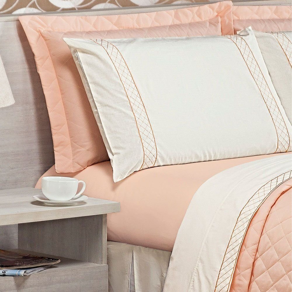 Jogo de Cama Queen Casualle Salmão Casaborda 4 peças