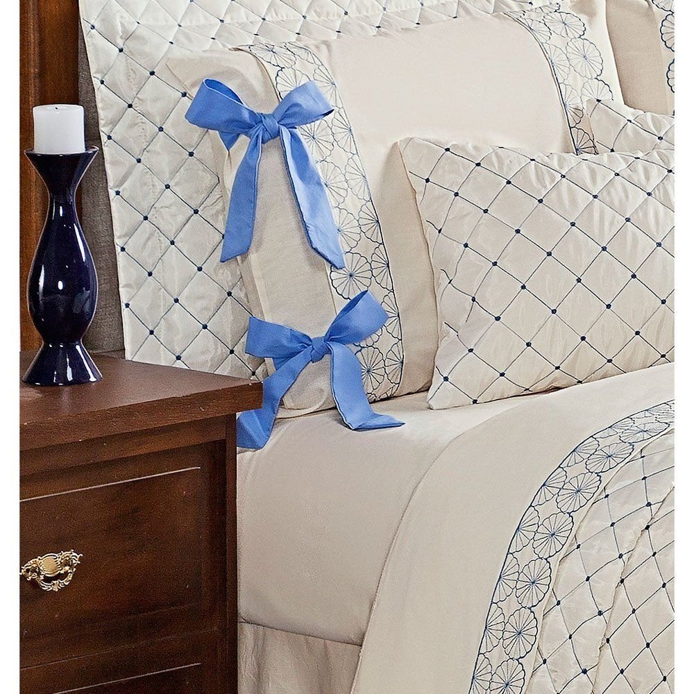 Jogo de Cama Super King 200 Fios Napoli Azul Casaborda 4 peças