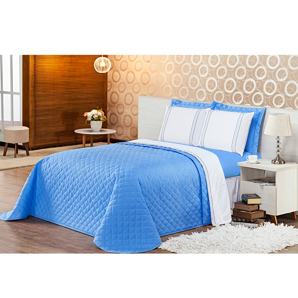 Kit Cobre Leito Queen Casualle Azul Casaborda 3 peças
