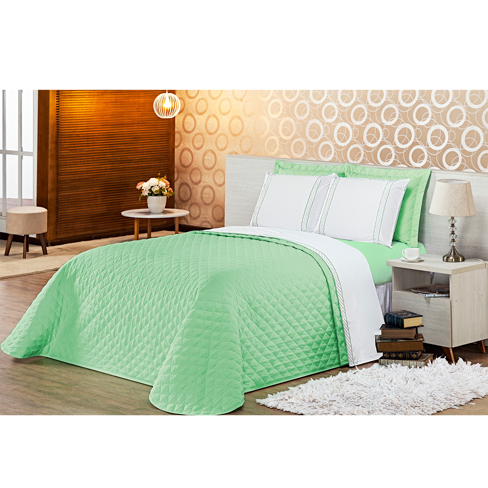 Kit Cobre Leito Queen Casualle Verde Casaborda 3 peças