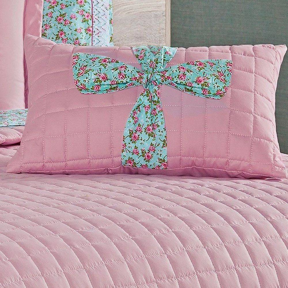 Kit Cobre Leito Queen Elegance Rosa Casaborda 5 peças