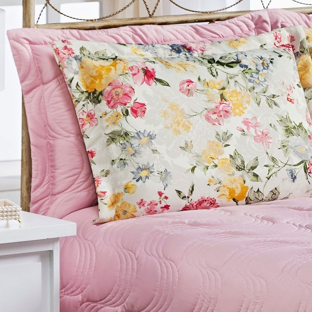 Kit Cobre Leito Queen Versatty Rosa Casaborda 6 peças