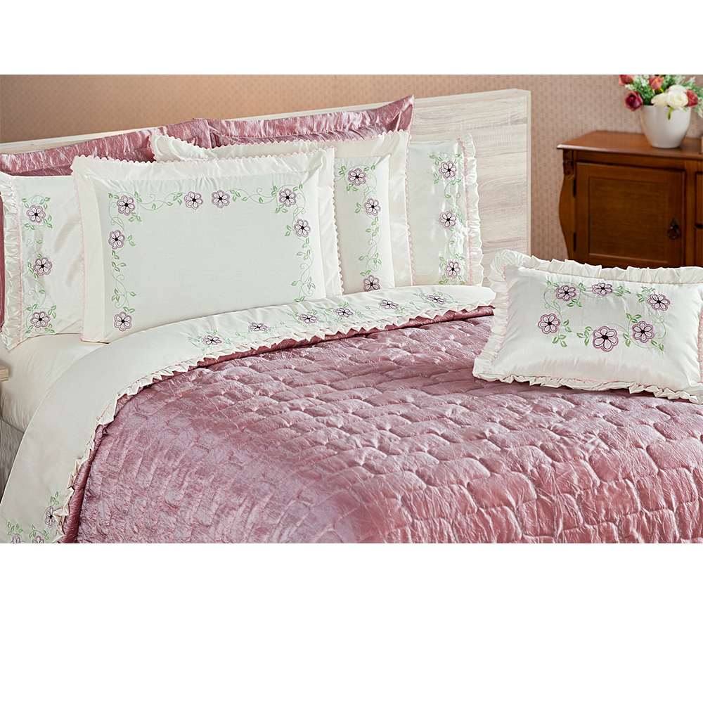 Kit Cobre Leito Queen Vivara Rosê Casaborda 5 peças