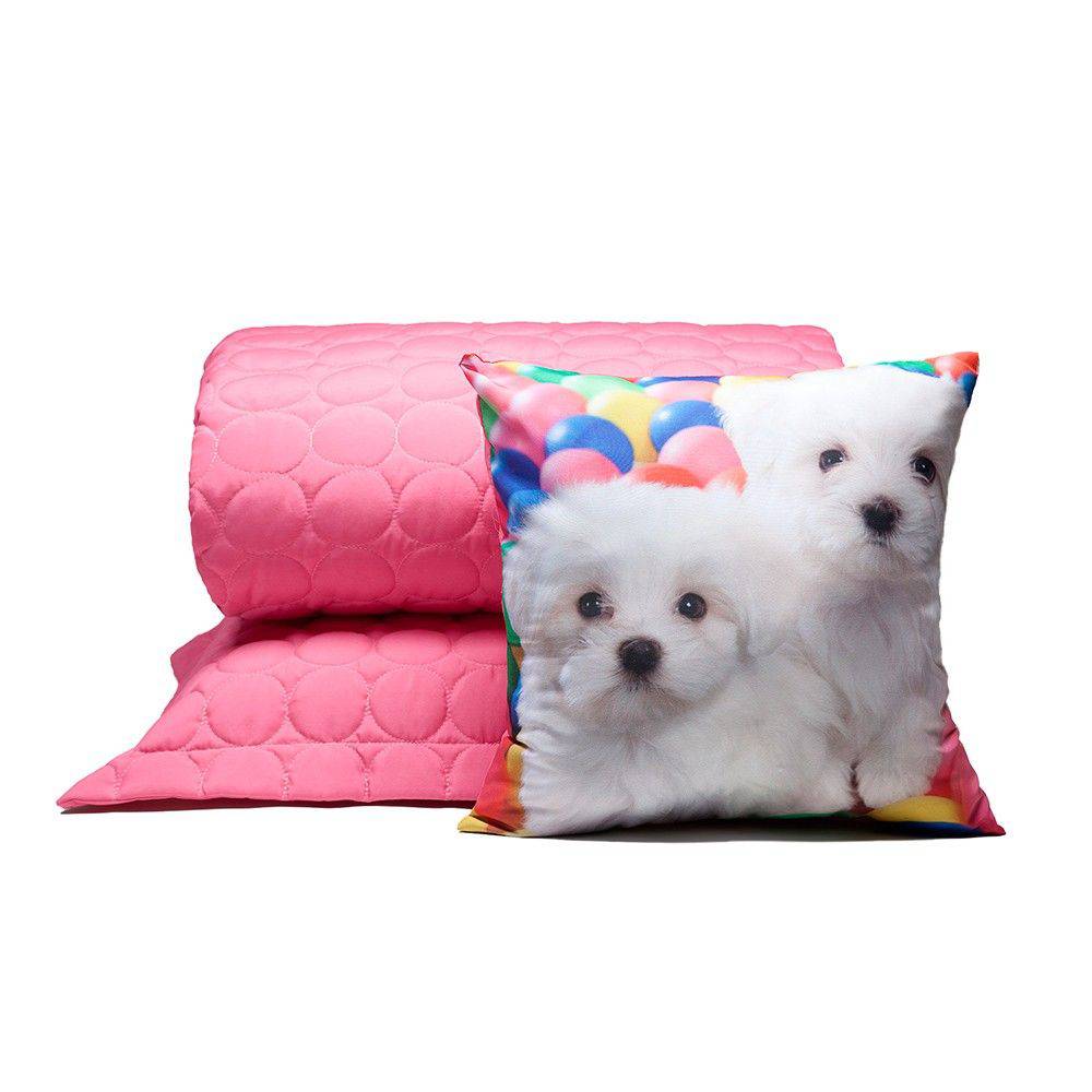 Kit Colcha Solteiro Julie Pink Casaborda 4 peças