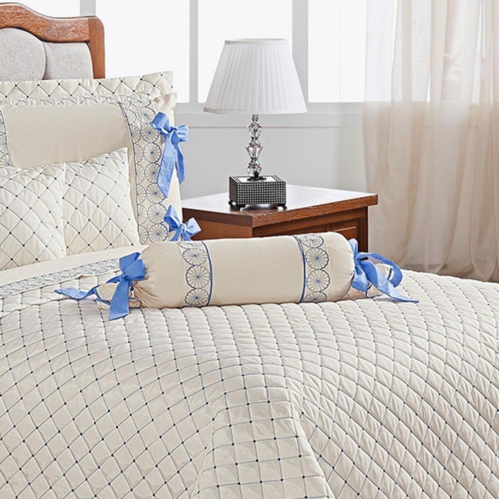 Rolo decorativo Bordado Napoli Azul Casaborda 1 peça