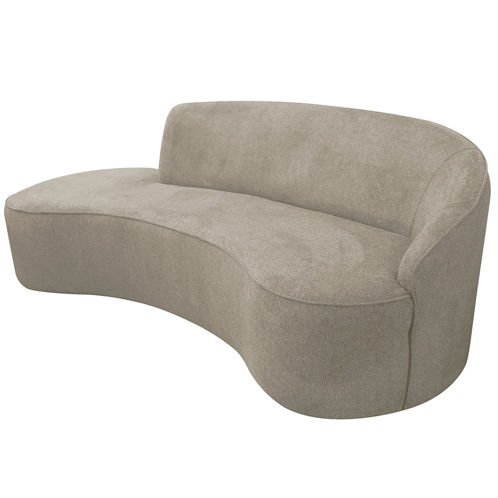 Sofá Curvo 02 Lugares 150cm Braço Esquerdo Eron Suede Camurça Bege - CasaePoltrona