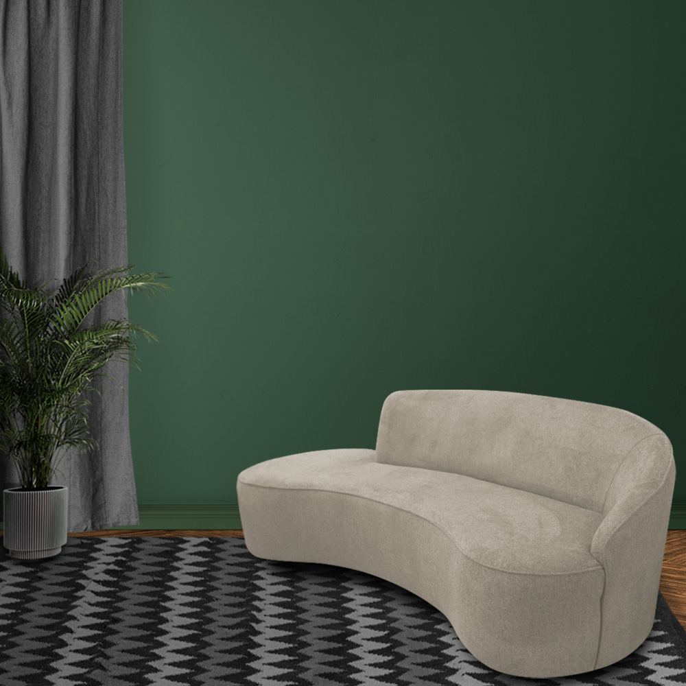 Sofá Curvo 02 Lugares 150cm Braço Esquerdo Eron Suede Camurça Bege - CasaePoltrona