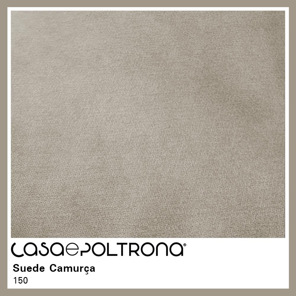 Sofá Curvo 02 Lugares 150cm Braço Esquerdo Eron Suede Camurça Bege - CasaePoltrona