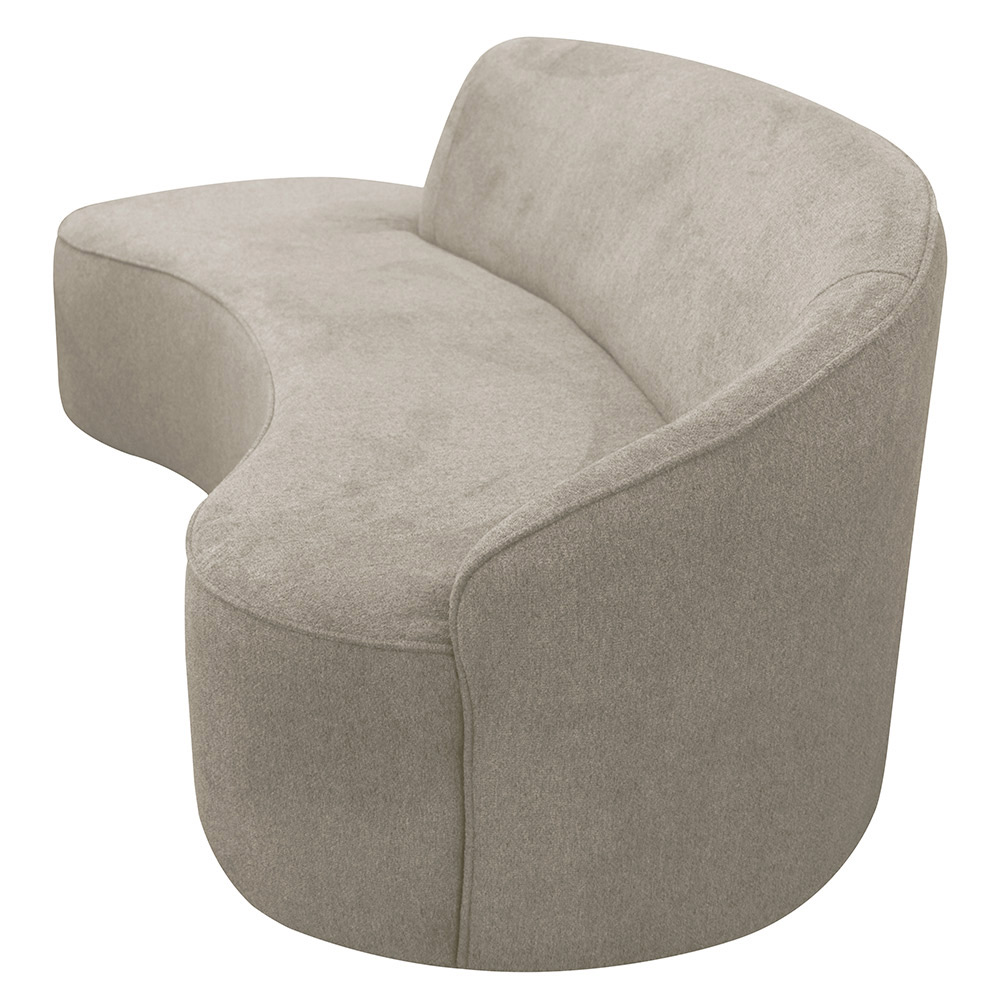 Sofá Curvo 02 Lugares 150cm Braço Esquerdo Eron Suede Camurça Bege - CasaePoltrona